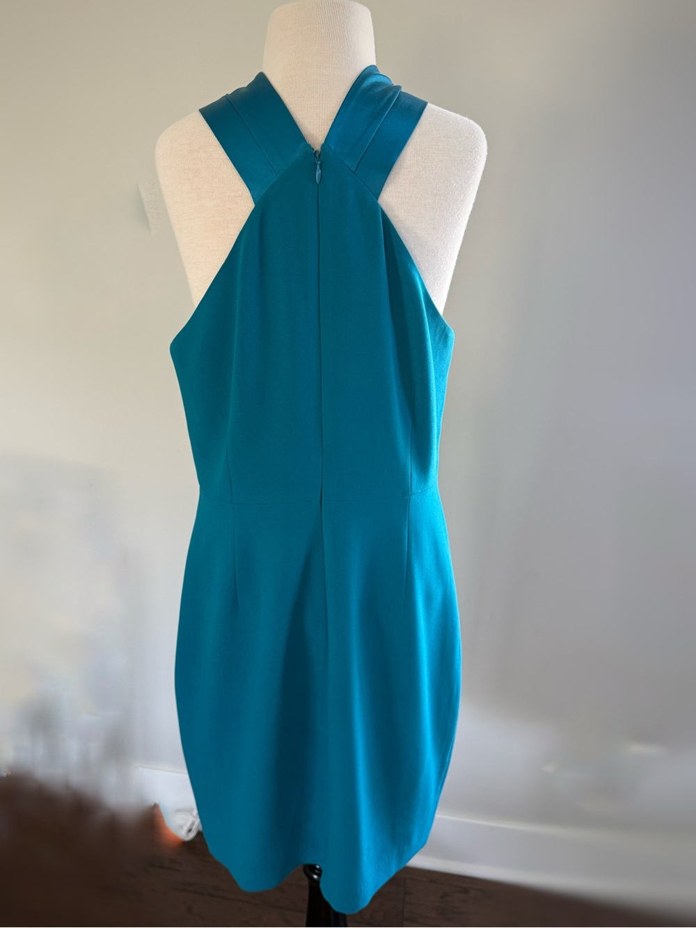 Elie Tahari Teal Twist-Halter Sheath Dress - Picture 2 of 9